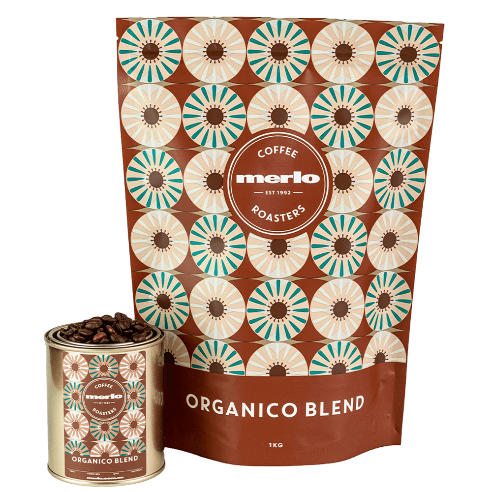 merlo coffee organico bag and tin